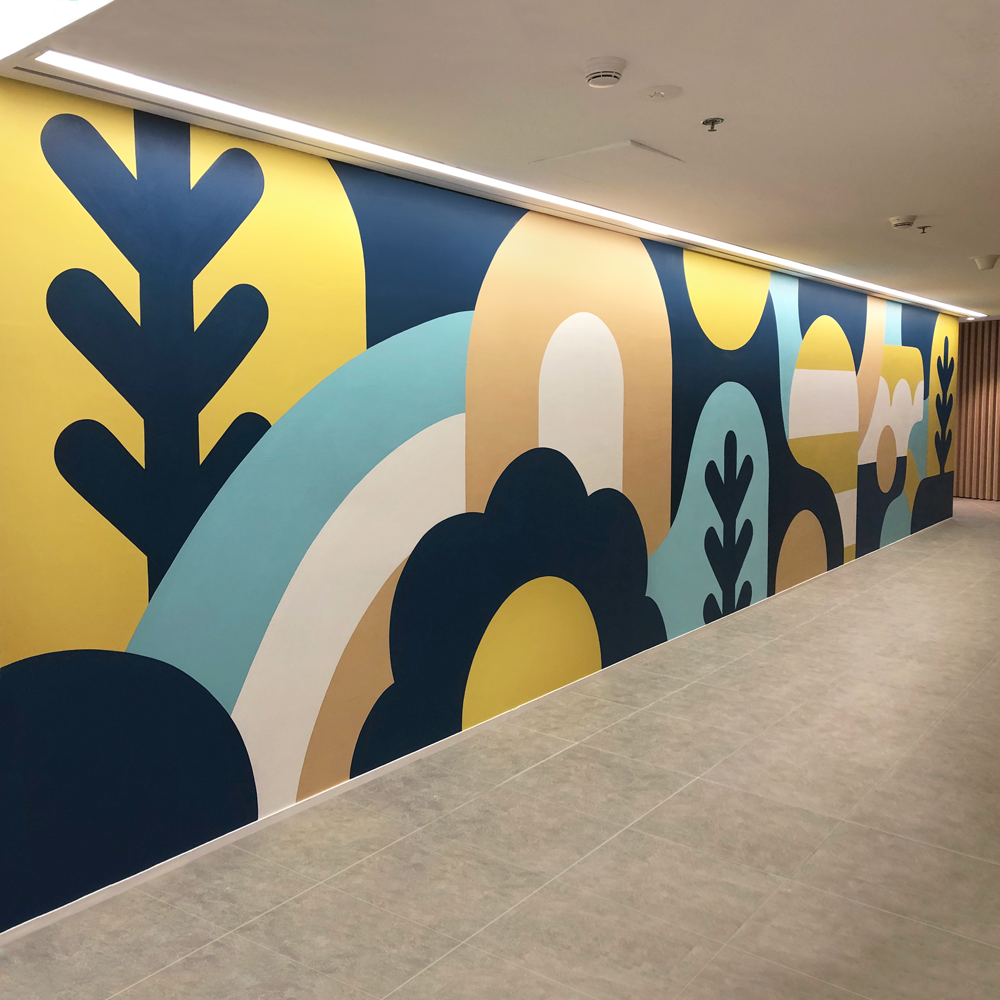 office mural painted in circular quay painted by Sydney mural artist Nico Nicoson